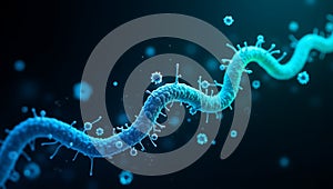 Ai Generated - Neon Swirls of Bacteria Under Microscope