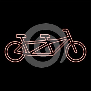 Neon tandem bicycle bike red color vector illustration image flat style