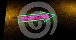 Neon tattoo sign graphics symbol advertisement for parlour open - 4k