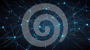 Neon tech lines connecting data nodes in a high-speed digital system network representation