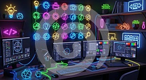 Neon Tech Workspace