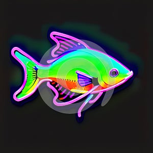Neon Tetra Animal Style Print Design Logo. Generative AI.