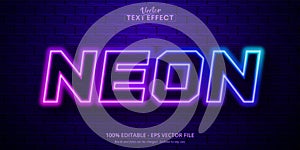 Neon text, neon style editable text effect