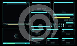 Neon theme of desktop user interface.