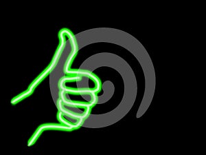 Neon thumbs up and copyspace