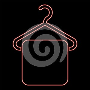 Neon towel on hanger Hanger towel Clothes hanger with hanging towel red color vector illustration image flat style