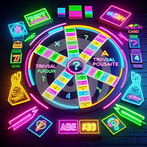 Neon Trivial Pursuit A neon colored version of Trivial Pursui photo