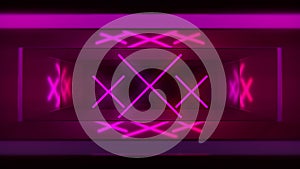 Neon tunnel XXX loop. 3d animation rendering neon colorfully wire.
