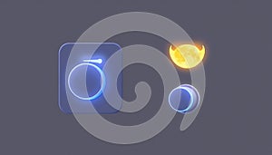 Neon UI Button Icons, Modern App Design and Digital Interface Elements Generative AI