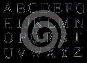 Neon Uppercase Alphabets