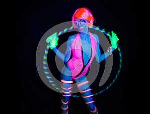 neon uv glow dancer with hulahoop