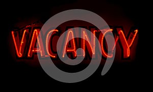 Neon Vacancy sign in red