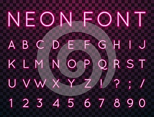Neon, vector font.