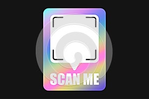 Neon vector frame QR code, scan me phone label template. Qr code mockup, Y2K