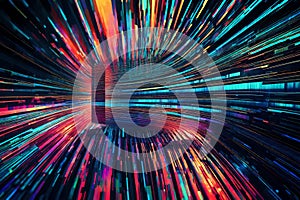neon velocity: high-speed glitch art abstract background photo
