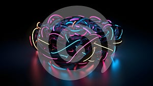Neon Wallpaper, Neon Abstract Background, Aesthetic Wallpaper, Neon Light Circles On A Black Background, 3D, Background