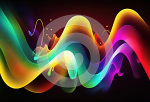 Neon waves colorful banner digital background