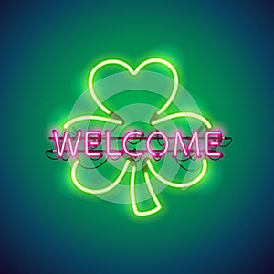 Neon Welcome in Clover Sign