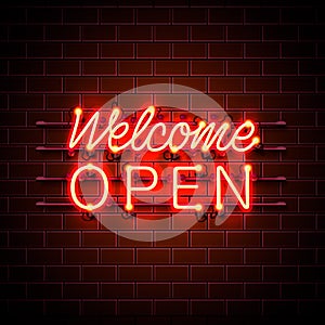 Neon welcome open signboard.