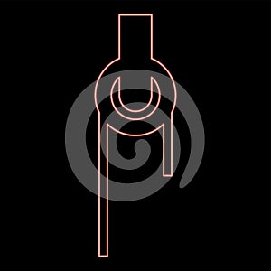 Neon winch with cord pulley construction climbing block equipment sheave red color vector illustration image flat style