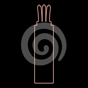 Neon wire Cord electrical cable curved power optical fibre red color vector illustration image flat style