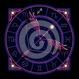 Neon zodiac sign of Sagittarius