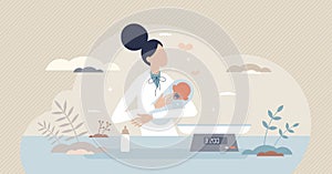 Neonatal nurse childcare for premature newborn babies tiny person concept