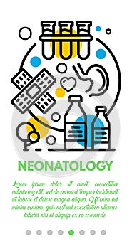 Neonatology banner, outline style