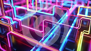 A neoncolored maze of lines showcasing the complex and everchanging nature of algorithmic trading in the crypto world