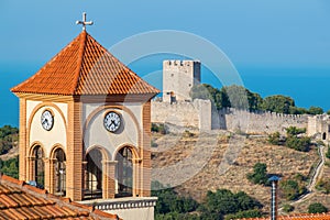 Neos Panteleimonas Church and Platamonas Fortress. Pieria, Greece photo