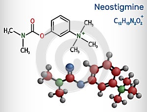 Neostigmine molecule. It ischolinesterase inhibitor for symptomatic treatment of myasthenia gravis by improving muscle