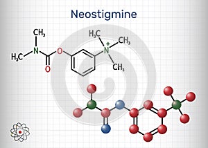 Neostigmine molecule. It ischolinesterase inhibitor for symptomatic treatment of myasthenia gravis by improving muscle