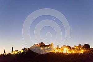 Neowise comet in the Chianti hills, Tuscany, Italy