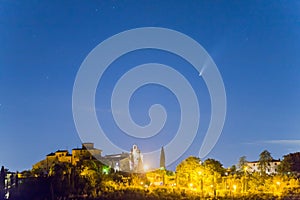 Neowise comet in the Chianti hills, Tuscany, Italy