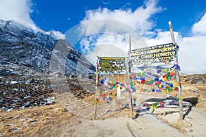 Nepal 31 December 2016 :: welcome borad on Annapurna base camp