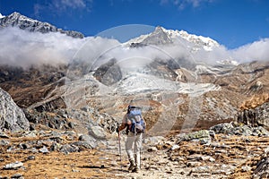 Nepal hiker Langtang Lirung photo