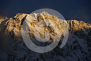Nepal Himalaya Mountains at sunset