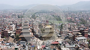 Nepal, Kathmandu, Bhaktapur. Aerial footage