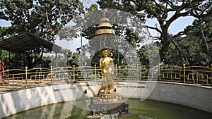 Nepal Kathmandu Golden Buddhist Statue Slow Motion Stabilizer L World Heritage Site