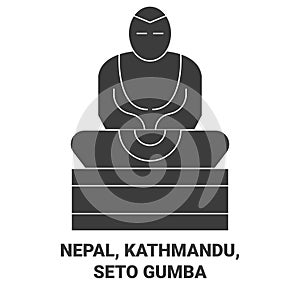 Nepal, Kathmandu, Seto Gumba travel landmark vector illustration