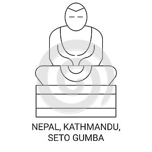 Nepal, Kathmandu, Seto Gumba travel landmark vector illustration