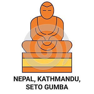 Nepal, Kathmandu, Seto Gumba travel landmark vector illustration