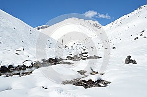 Nepal, mountain peak Gokio Ri photo