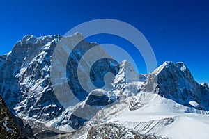 Nepal mountains, eight-thousander mountain peak area in Himalaya photo