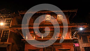 Nepal Patan Durbar Square at Night Stabilizer Forward 60fps World Heritage Site Kathmandu Valley