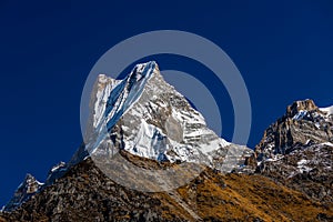 Nepal sacred mountain Machapuchare Fish Tail