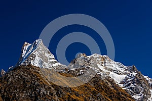 Nepal sacred mountain Machapuchare Fish Tail