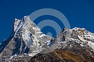 Nepal sacred mountain Machapuchare Fish Tail