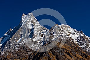 Nepal sacred mountain Machapuchare Fish Tail