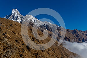 Nepal sacred mountain Machapuchare Fish Tail